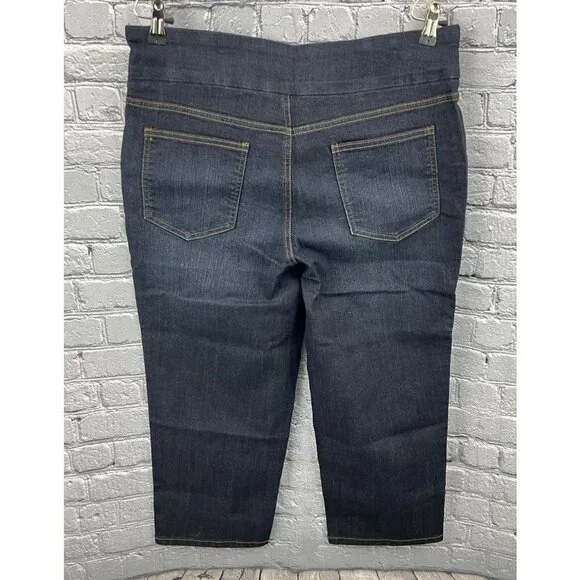 Denim & Co. Slim Leg Cropped Jeans Dark Indigo Size 16 A292507 - Picture 2 of 8